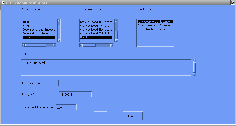 CDF File Attributes GUI